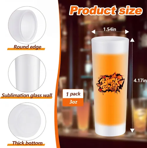 Vista 2 de Hsei 1 vaso de chupito esmerilado por sublimación de 3 oz con base