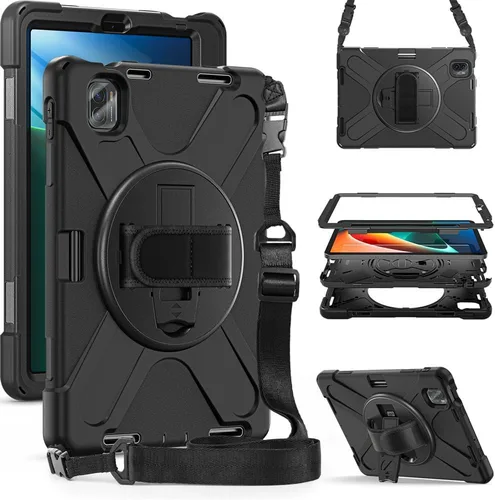 Vista 9 de Para Xiaomi Pad 5 / Xiaomi Pad 5 Pro Funda de tableta de 11.0 pulgadas 3 en 1 Marco de plástico duro + doble silicona