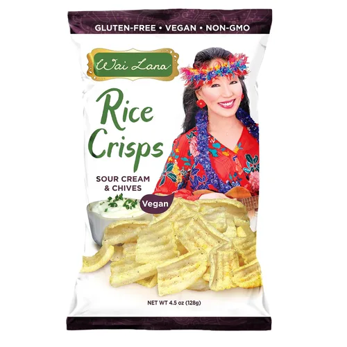 Vista 8 de Wai Lana Chips Rice Crisps - Queso Nacho, sin gluten, vegano, sin OMG, 2.65 oz (12 unidades)