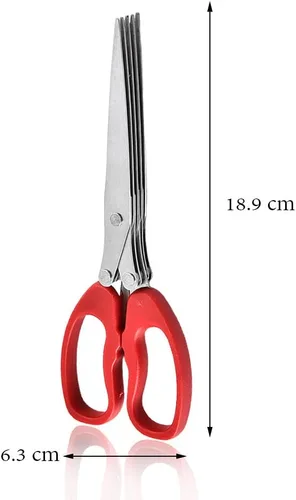 Vista 2 de MagiDeal Shredder Tijeras multipropósito multihoja tijeras de corte con acero inoxidable 5 cuchillas (rojo)