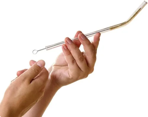Vista 6 de Halm - Pajitas de vidrio – 6 popotes cortos de 6 pulgadas doblados reutilizables + cepillo de limpieza sin plástico – Apto para lavavajillas