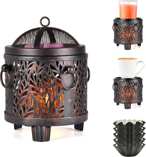 Vista 11 de Calentador de cera para chimeneas eléctricas, quemador de cera metálica, calentador de cera perfumada para regalos y decoraciones de oficina en casa
