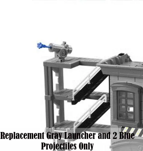 Vista 2 de Piezas de repuesto para Rescue Heroes Firehouse – Fisher-Price Rescue Heroes Fire House Playset CDD69 ~ Lanzador gris de repuesto y 2 proyectiles