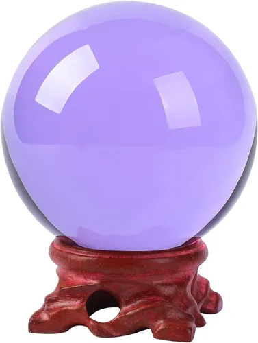 Vista 9 de Bola de Cristal Ámbar Pequeña 60mm/2.3 pulgadas con Soporte de Madera Rosa y Caja de Regalo para Fotografía de Lensball, Adivinadora, Feng Shui
