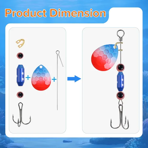 Vista 5 de Fishing Spinner Lure Bodies Kit, Painted Brass Lure Bodies for Spinner Making Lure Weights Assortment Inline Spinnerbaits Fishing Lure Making