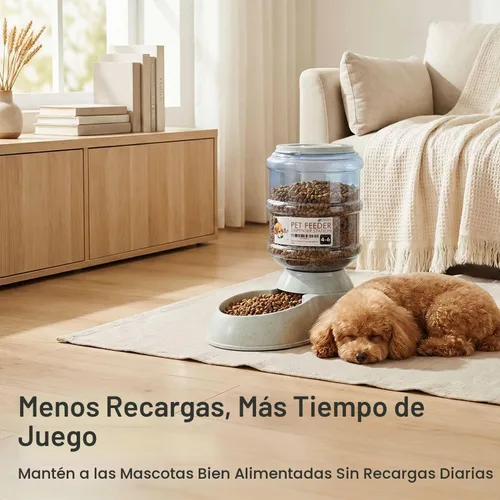 Vista 2 de Bol para mascotas con sistema dispensador automático y almacenamiento de alimento seco, de Flexzion