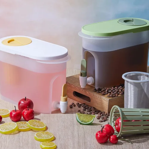 Vista 7 de Gerrii 2 unidades, dispensador de bebidas de plástico de 1 galón con 2 filtros, dispensador de bebidas para refrigerador, jarra de cerveza fría