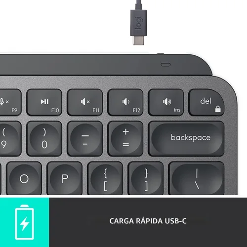 Vista 10 de Logitech MX Keys Mini - Teclado minimalista, iluminado, inalámbrico, compacto, con Bluetooth, retroiluminación, USB-C, compatible con Apple macOS