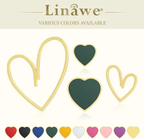 Vista 6 de Linawe 4 Pcs Heart Stud Mismatched Earrings Set for Women Girls, Hypoallergenic Stainless Steel GoldRose GoldSilver Cartilage Tragus Piercing