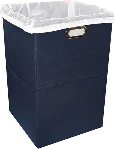Vista 8 de Cesta de lavandería plegable grande con bolsa de lavandería, tela duradera de alta calidad, tabla de plástico, tamaño extragrande, cesta de ropa