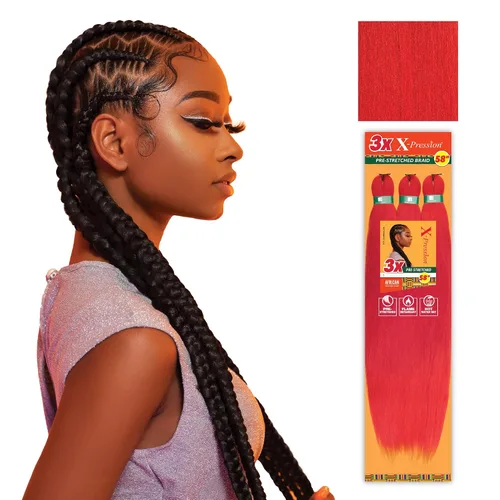 Vista 31 de Sensationnel X-Pression - Trenzas sintéticas prestiradas, 3 unidades, 58 pulgadas, negro azabache 1 Cabello trenzado, Kanekalon, ignífugo