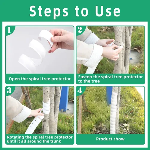 Vista 3 de Watayo 4/6/8 protectores de tronco de árbol, 2 tamaños para proteger la corteza, protector de árbol en espiral de plástico, protector de corteza