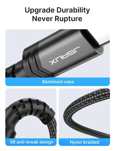 Vista 5 de JSAUX Cable USB C a conector auxiliar de audio de 0.138 in [1.6 pies], USB tipo C a 0.138 in, cable estéreo de auriculares compatible con iPhone 16