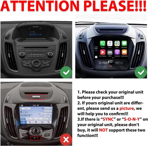 Vista 2 de Para Ford Escape Kuga 2013-2019 2G+64G CarPlay Android Navegación Automática Estéreo GPS Radio Reverse Cámara Pantalla 9" IPS Unidad Táctil Headunit