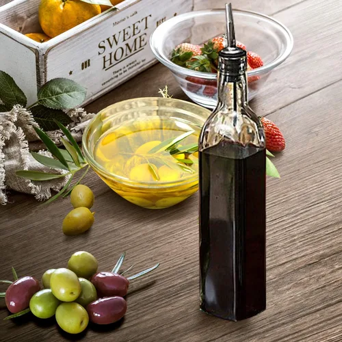 Vista 2 de DLD Dispensador de aceite para Kitchenr y botella de vinagre, paquete de 4 unidades de 16 oz/16.0 fl oz, para cocina, recipiente de aceite de cocina