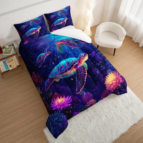 Vista 52 de HOSIMA Juego de edredón de decoración gótica, patrón de calaveras de polilla de la muerte, juego de cama de Halloween tamaño Queen para decoración