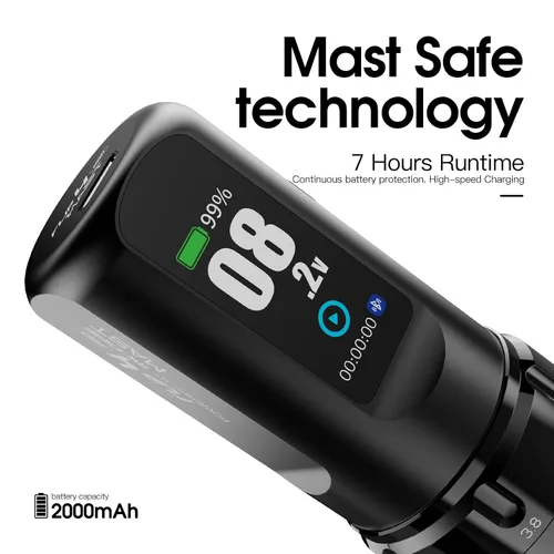 Vista 4 de Mast Tattoo Flip4 Pro - Kit de máquina de tatuaje inalámbrica Pistola de Negro