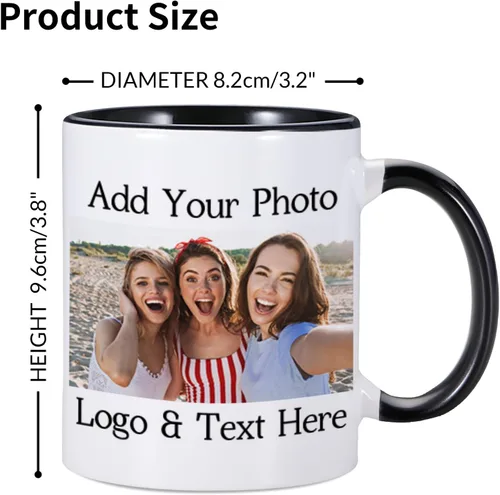 Vista 6 de Taza personalizada con foto de 11 onzas en ambos lados, taza personalizada con logotipo fotográfico, texto, regalos personalizados para Navidad