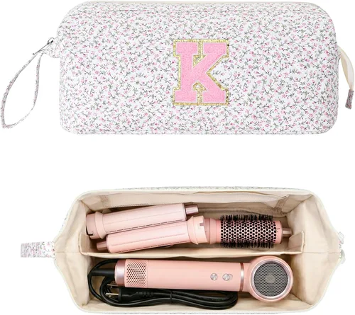 Vista 20 de Bolsa de viaje para herramientas para el cabello con inicial compatible con Estampado de leopardo