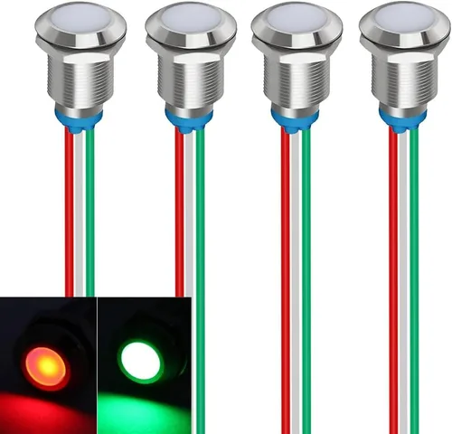 Vista 25 de Gebildet 5 piezas de luz piloto indicadora LED de plástico AC/DC 12-24V, tamaño del orificio de montaje 12 mm (rojo/naranja/azul/verde/blanco)