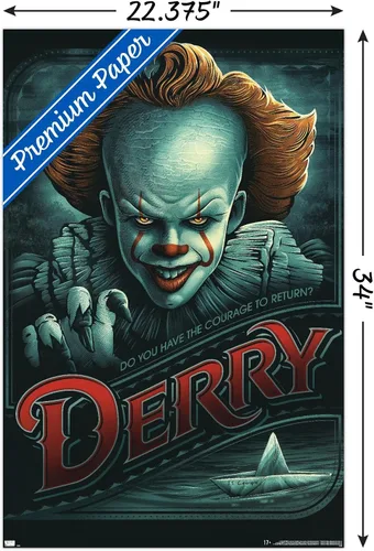 Vista 3 de Trends International IT - Póster de pared Pennywise Derry, 22.375 x 34 pulgadas, versión premium sin marco