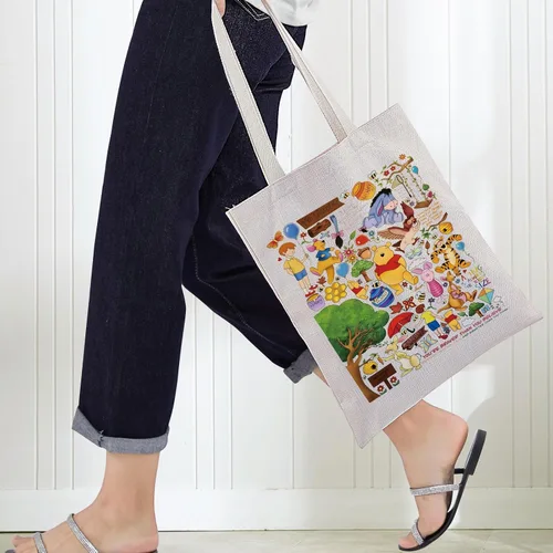 Vista 4 de Bolsa de lona Pooh Bear Piglet & Eeyore & Tiger Fans Gifts Pooh Bear Bolsa de hombro para fanáticos de las películas