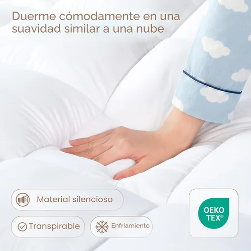 Vista 2 de Cubrecolchón ultra suave tamaño individual, protector de colchón similar a una nube para aliviar el dolor de espalda, material refrescante