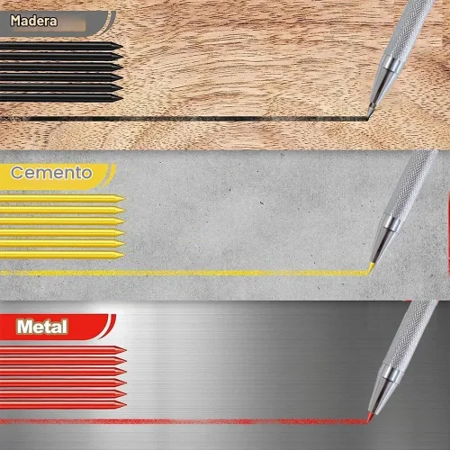 Vista 5 de Juego de lápices de carpintero mecánico sólido de 0.118 pulgadas con recargas, lápices de carpintería, herramientas de marcado para la construcción