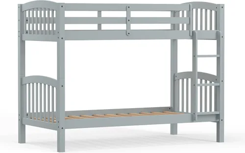 Vista 5 de Glenwillow Home Litera Arca de madera maciza individual sobre cama individual en gris claro