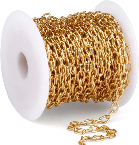 Vista 12 de 33 Pies de Cadenas de Cable Rolo Negro, 4 MM de Cadena de Eslabones O de Cable Ovalado de Aluminio Banado en Negro en Carrete a Granel para Hacer
