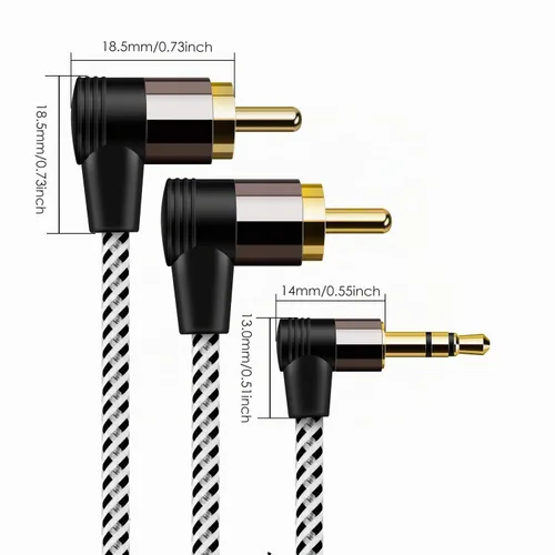 Vista 6 de CableCreation Cable de 0.1 in a RCA de 3 pies, ángulo 2RCA a divisor en Y