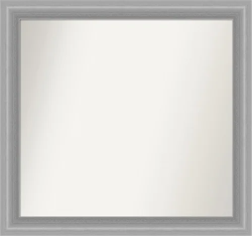 Vista 184 de Amanti Art Espejo de baño plateado para sobre el fregadero, 24 x 24 pulgadas, espejo cuadrado de peltre forjado a medida, marco de madera casual