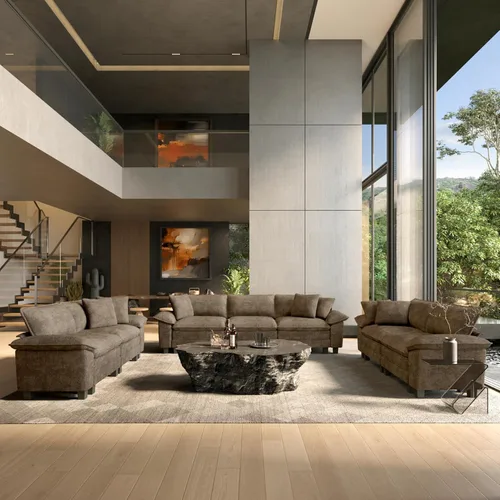 Vista 35 de HERA'S HOUSE Juego de sofás seccionales modulares de 2 piezas, juego de sofá de gran tamaño con loveseat y sillón, cómodos sofás nube con cojines