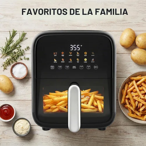 Vista 2 de [Usado] OLIXIS Freidora de aire con ventana de 7.9 cuartos de galón, freidora de aire grande 12 en 1 para la familia, tecnología rápida de aire Negro