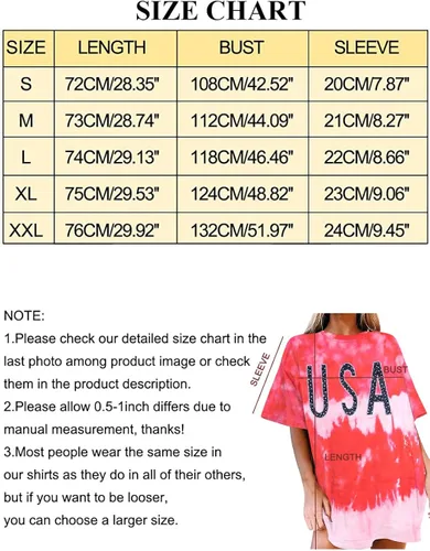 Vista 7 de Camisa de gran tamaño para mujer, diseño patriótico americano, cuello redondo, holgado, para el 4 de julio