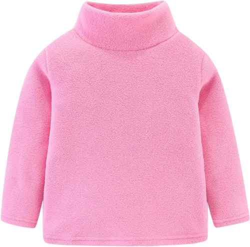 Vista 15 de Mud Kingdom Camisas de forro polar para niños con cuello alto, suaves, unisex Albaricoque