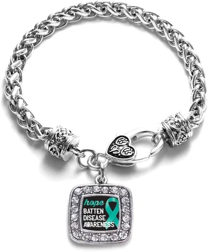 Vista 170 de Pulsera de dijes cuadrados de plata con joyería de circonita cúbica