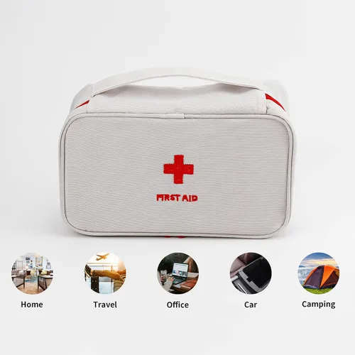 Vista 5 de TOPASION Bolsa vacía portátil para botiquín de primeros auxilios, bolsa de medicina de viaje, bolsa médica pequeña (2 piezas, azul)