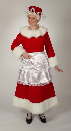 Vista 4 de Halco Mrs Claus Regal Velvet Red Mob Gorra Premium 7952 con ribete blanco de encaje banda elástica Mob Santa Wife