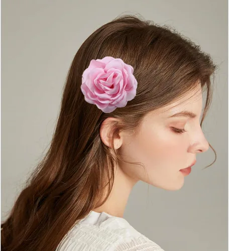 Vista 4 de Delicados broches de flores de peonía, delicados broches de gasa con rosas clásicas para bodas, fiestas, banquetes de baile para mujeres, elegantes