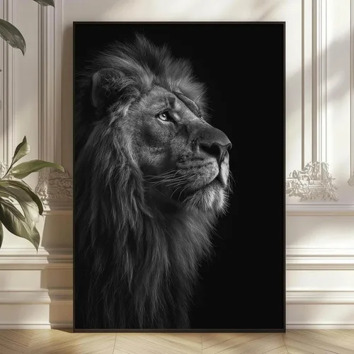 Vista 13 de Cuadro de león negro, pintura de retrato de animales, póster moderno de leones africanos, arte de pared de vida silvestre africana, póster moderno