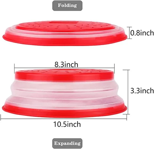 Vista 7 de Tapa plegable para microondas para alimentos, cubierta de salpicaduras de microondas, escurridor de frutas, sin BPA, apta para lavavajillas, 26.7 cm