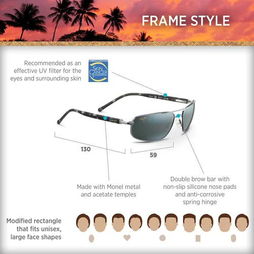Vista 8 de Maui Jim Mens Kahuna Polarized Rectangular Sunglasses