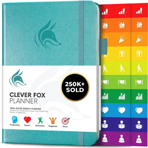 Vista 12 de Clever Fox Planner – Planificador semanal y mensual sin fecha para productividad, manejo del tiempo y objetivos – Diario organizador – A5