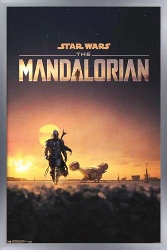 Vista 10 de Trends International Star Wars: The Mandalorian - Póster de pared de una hoja D23, 14.725 x 22.375 pulgadas, versión enmarcada de madera de granero