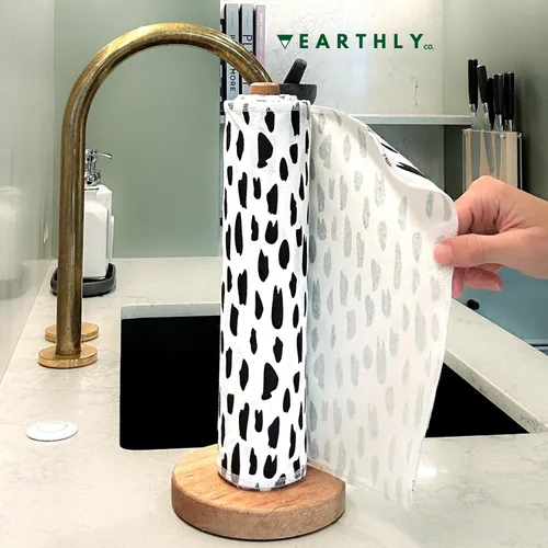 Vista 7 de Toallas de papel reutilizables, paquete de 10 unidades, rollo de toallas de papel de algodón lavables, servilletas reutilizables sin papel