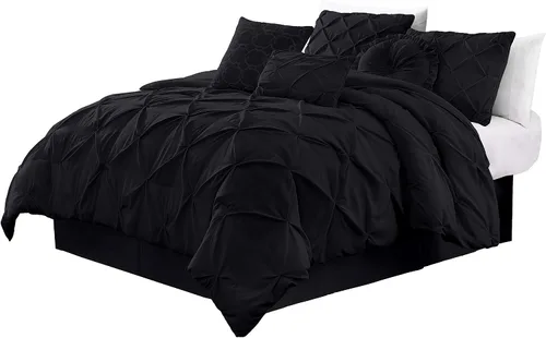 Vista 6 de Chezmoi Collection - Juego de ropa de cama modelo Sydney, 7 piezas, con pliegues decorativos