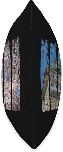 Vista 2 de SILKY SUTERA INC Nagoya Castle and White Sakura Flowers - Almohada de 16.0 x 16.0 in, multicolor