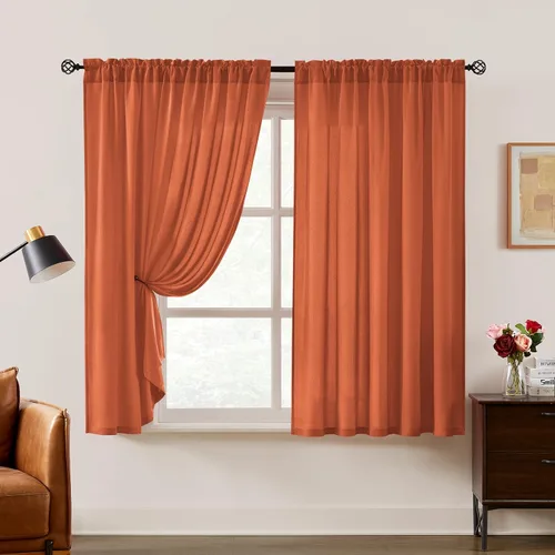 Vista 52 de HOMEIDEAS - Cortinas semitransparentes de privacidad blancas que no se transparentan, 52 x 96 pulgadas Blanco