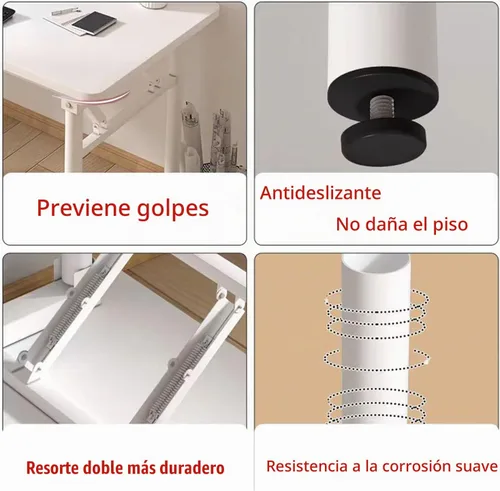 Vista 5 de Escritorio plegable, escritorio plegable de 31.5 pulgadas para espacios pequeños, escritorio plegable para computadora que ahorra espacio, diseño